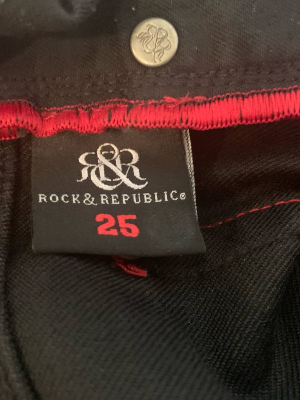Rock & Republic Y2K Vintage Black Jeans with Red Stitch Accents Made in USA 🇺🇸 - Picture 9 of 14
